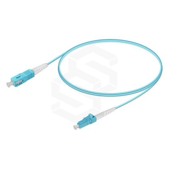 CABLE PATCHCORD FIBRA ÓPTICA LC/UPC - SC/UPC OM3 MULTIMODO SIMPLEX 3MM CHAQUETA LSZH AQUA 5 MTS