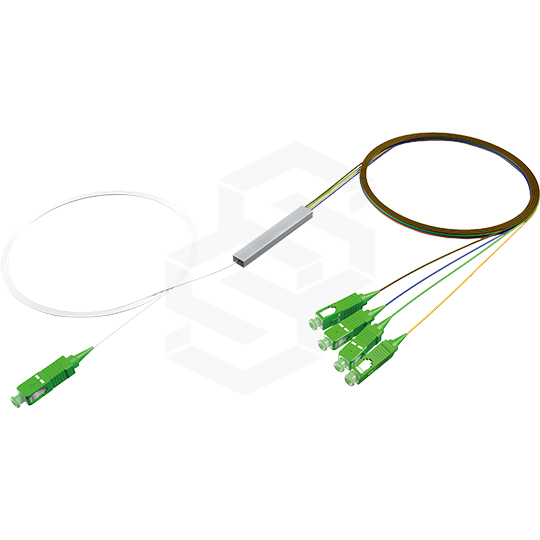 SPLITTER PLC 1X4 SC/APC G657A1 900µM ENTRADA COLOR BLANCO SALIDA COLORES INTERNACIONALES