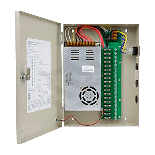 FUENTE REGULADA PARA 18 CAMARAS 110V/ 12 VDC 20 AMP