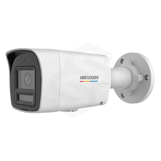 CAMARA IP TUBO SELLADA CON LUZ HIBRIDA COLORVU 4MP L 28MM CON AUDIO BIDIRECCIONAL ALARMA ACTIVA ROJA Y AZUL
