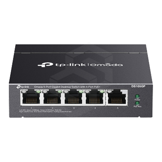 SWITCH 5 PUERTOS, 4 POE+ GIGABIT + 1 NON POE GIGABIT NO-ADMINISTRABLE