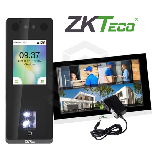 [ZK-KIT-VP] 1 ZK-SENSEFACE-3A + 1 ZK-VT07-B01-W + 1 FT-QUAD